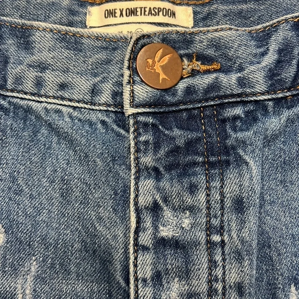 One Teaspoon Bandits Denim Shorts, Relaxed Fit Long Rise Twisted Cuff He…